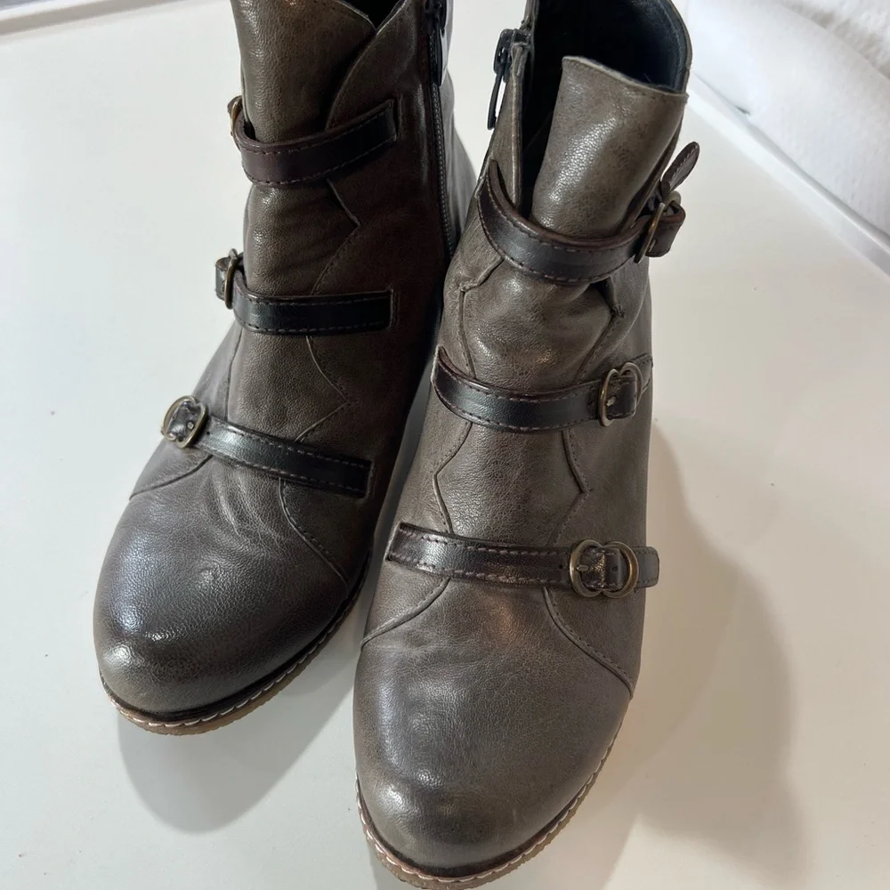 Eric Michael Dark Gray Ankle Boots with Buckle Detail